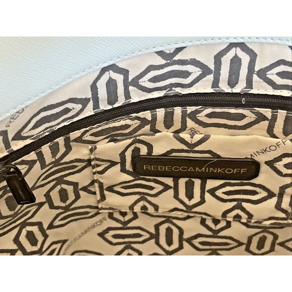 REBECCA MINKOFF M A B Blue Leather Large Tote Shoulder Bag Purse Satchel Tassel - Picture 12 of 15